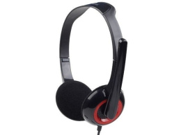 Gembird MHS-002 Stereofoniczny zestaw słuchawkowy 3,5 mm, czarny/czerwony, wbudowany mikrofon