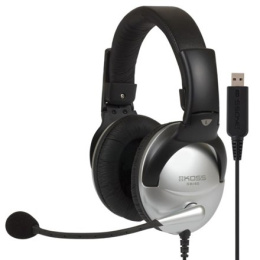 Słuchawki do gier Koss SB45 USB Przewodowe, Nauszne, Mikrofon, USB Typ-A, Redukcja szumów, Srebrny/Czarny
