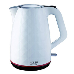 Czajnik Adler AD 1277 standardowy, plastikowy, biały, 2200 W, podstawa obrotowa 360°, 1,7 l