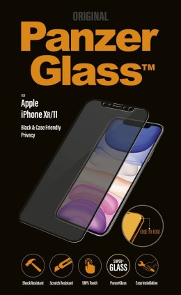 PanzerGlass P2665 Apple, iPhone Xr/11, Szkło hartowane, czarne, przyjazne dla obudowy z filtrem prywatności